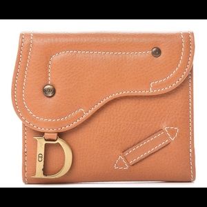 Dior calfskin saddle wallet dark brown